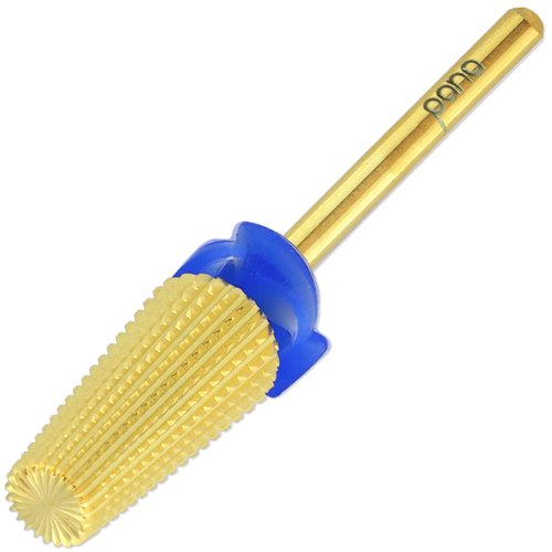 PANA Nail Carbide 5 in 1 Bit - Two Way Rotate use for Both Left and Right Handed - Fast Remove Acrylic or Hard Gel - 3/32" Shank - Manicure, Nail Art, Drill Machine (Medium - M, Gold)
