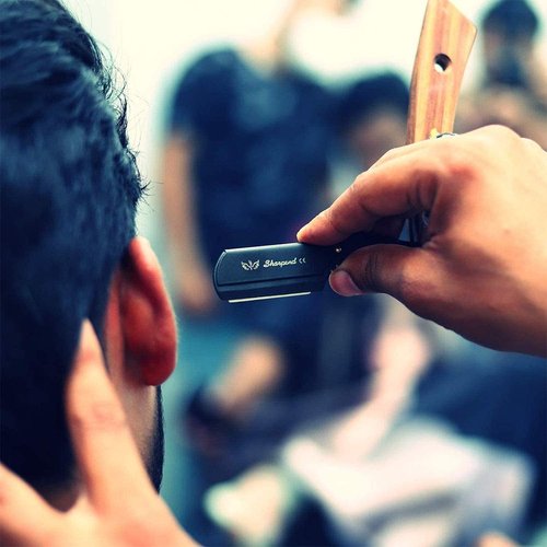 Professional Wood Barber Edge Razor-Salon Quality Cut Throat Shavette Straight Razor, Premium Stainless Steel Quality Single Blade Straight Edge - Moustache & Beard Shaper Men's Manual Shaver Safety