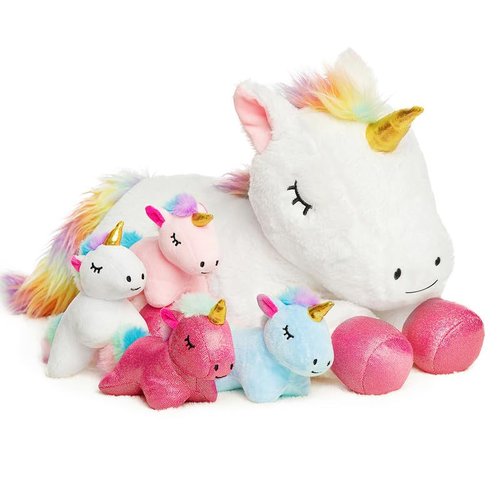 Vposyako 5 Pieces Unicorn Toys for Girls,1 Mommy Unicorn with 4 Babies,Unicorn Stuffed Animals Gifts for Girls 3 4 5 6 7 8 9 Years,Soft Plush Unicorn Toys for Kids,Christmas,Birthday,Valentine's