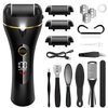 7d24hcare Electric Foot Callus Remover, 16 in 1 Rechargeable Pedicure Kit, Waterproof Scrubber Dead Skin Removal Tool with 3 Rollers & 2 Speeds for Feet Care, Battery Display - Black