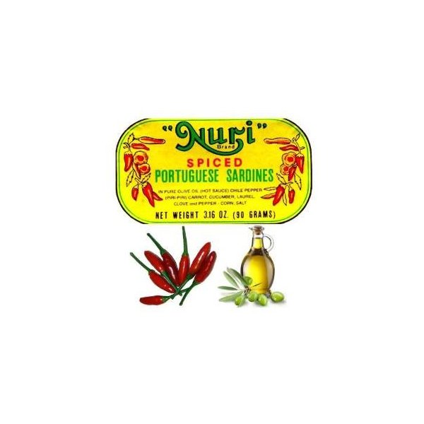 Nuri Portugese Sardines, Spicy, in Olive Oil 90g Each (Pack of 3)