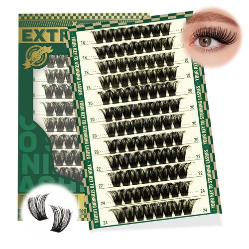Lash Clusters 96pcs Eyelash Clusters D Curl 18-24MIX Cluster Lashes KEYYOU Volume Wispy Lash Extension Soft&Comfortable Easy DIY at Home(Y02,D-18-24MIX)