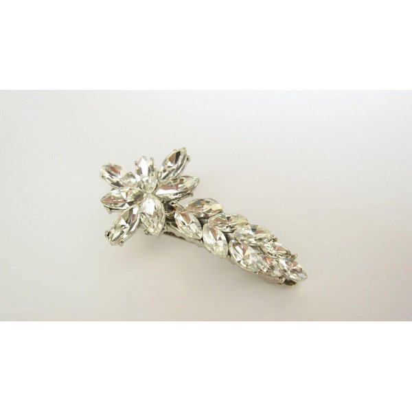 Generic Small flower and leaf shaped crystal alligator hair clip for fine thin hair