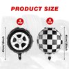 12 Pcs 18 Inch Black and White Checkered Balloons, Car Wheel Balloons Checkered Race Car Balloons Wheel Foil Balloons for Racing Theme Birthday Party Decoration Supplies