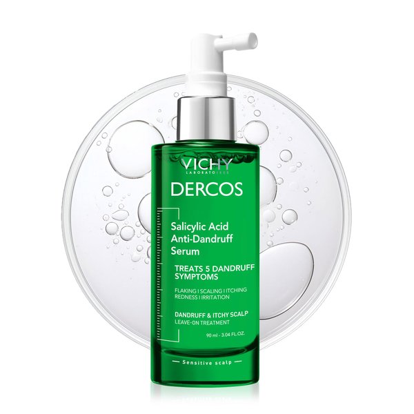 Dercos Salicylic Acid Anti-Dandruff Treatment, Scalp Treatment Targets Dandruff Symptoms & Leaves Scalp Feeling Hydrated & Soothed, Scalp Serum Provides Flaky & Itchy Scalp Relief, 3 Fl. Oz.