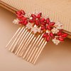 Teyglen Women Dainty Silver Gold Green Rhinestones Bride Wedding Hair Comb Luxurious Hair Accessories Shiny Red Blue Rhinestones Bridal Side Hair Combs for Women Bride Girls (Gold Red)