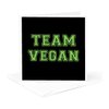3dRose Greeting Cards - Team Vegan - pro veganism fun - green text in retro sporty college sports font on black - 12 Pack - Typography