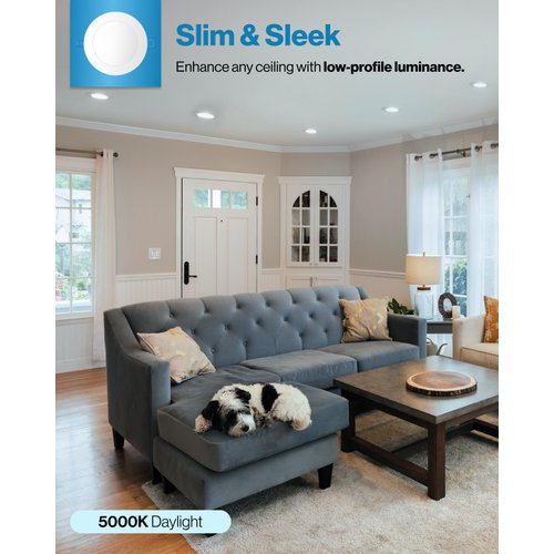 Sunco Lighting 2 Pack 4 Inch Ultra Thin LED Recessed Ceiling Lights Slim, 5000K Daylight, Dimmable, 10W, Wafer Thin, Canless with Junction Box - Energy Star ETL T24
