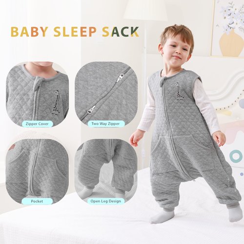 HOMEAL Toddler Sleeping Sack with Legs, Baby Sleep Sack 2t, Weight Sleep Sack 3t, 1.0 TOG Baby Sleeping Bag, Sleep Sacks Wearable Blankets for Kids