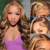 Honey Blonde Lace Front Wig Human Hair 4/27 Highlight Ombre 13x6 HD Lace Front Wigs 180% Density Body Wave Lace Front Wigs Human Hair Wigs for Women Colored Honey Blonde Balayage lace Frontal Wig