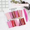 SILPECWEE 16 Sheets Pink Red Nail Polish Stickers Full Nail Wraps for Women Stick on Nail Polish Strips Gel Nail Strips Solid Color Self Adhesive Fingernail Manicure Design with Nail File