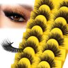 False Eyelashes Fluffy Mink Lashes 3D Volume Cat Eye Lashes 15mm Thick Handmade Fake Eyelashes Soft No Burden Strip Lashes,7 Pairs Lashes Pack by ESHARP
