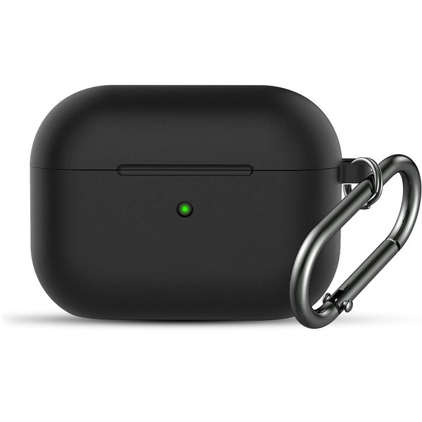 BRG Compatible with Airpods Pro Case, Soft Silicone Skin Case Cover Shock-Absorbing Protective Case with Keychain [Front LED Visible] (Black)