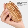 Brown Bamboo Brush for Hair Growth, Bamboo Hair Brush Massager Mini Bristles Natural Wooden Scalp Brush Detangling Hairbrush for Women, No Handle Design, Round Wood Brush Styling Tools and Appliances