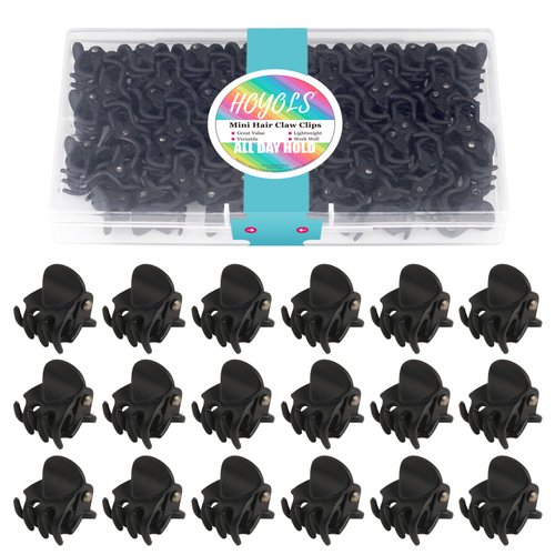 Hoyols 1/2 inch Tiny Hair Clips Black, Small Clamp Hair Claw Clips No Slip No Crease Strong Grip for Women Girls Men Fine Medium Thick Hair Styling Accessories 48 Pcs (Matte Black)