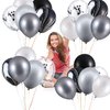 Hsei 60 Pieces Black Tie Dye Balloons Black White Silver Agate Latex Marble Balloons Colorful Balloons for Jungle Wedding Office Birthday Party Supplies