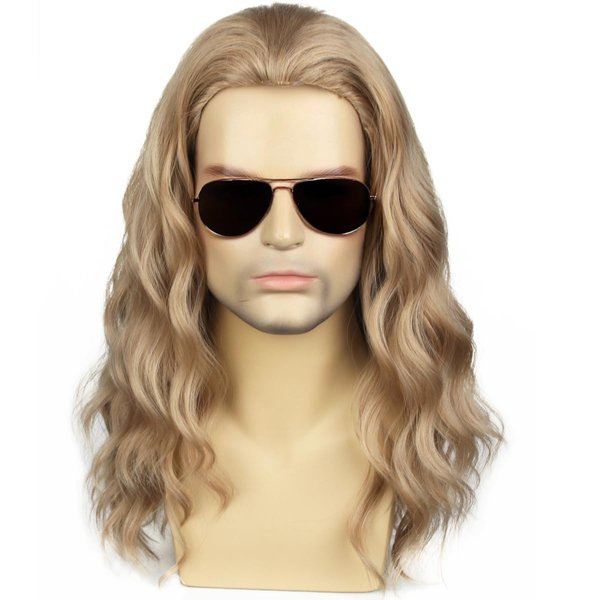 PATTNIUM Blonde Wig Men Wig Shoulder length Wig Ash Blonde Wig Wavy Ash Blonde Wig Male Hair Heat Resistant Synthetic Hair Cosplay Party Costume Daily Wear Wig (Ash Blonde)