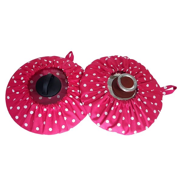 DLK - 2 X Thick Fabric Steam Catcher - Cotton Steaming Cloth Cooking - (8-11)" / (20-28) cm Rice Lid Cover, Rice Brewing Cover - Steam Trap Set of 2 - Magenta