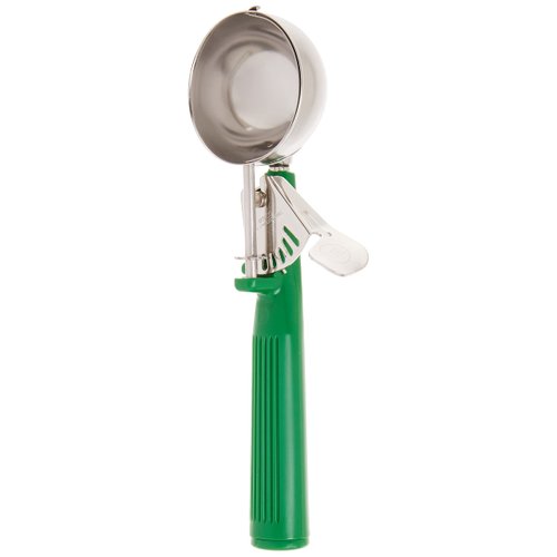 Winco Ice Cream Disher with Green Handle, Size 12, Two and two third ounces, Stainless Steel