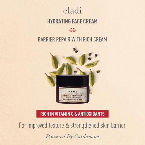 Kama Ayurveda Eladi Hydrating Ayurvedic Face Cream with Pure Essential Oils of Rose and Jasmine, 50g