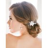 Catery Flower Bride Wedding Hair Comb Silver Small Side Comb Blue Crystal Bridal Hair Piece Hair Jewelry Bridal Hair Accessories for Women and Girls