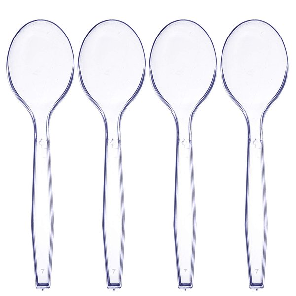 ZEML 50 Medium-Weight Disposable Plastic Soup Spoons - Clear