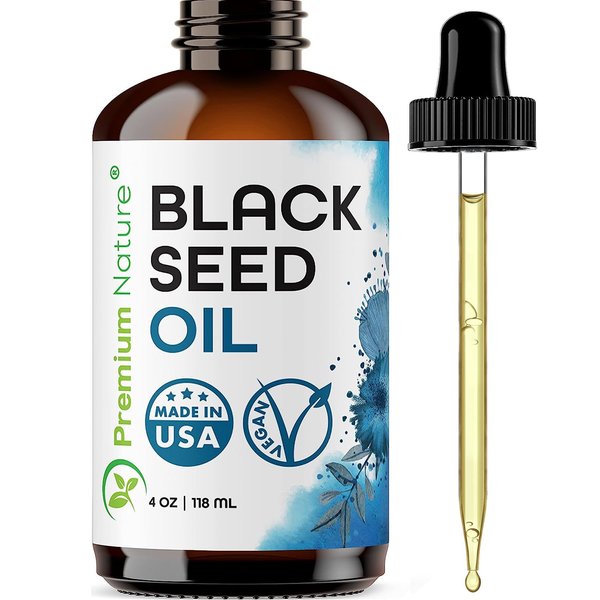 Black Seed Oil for Hair – Black Seed Oil Liquid from Nigella Seeds Cold Pressed Virgin Unrefined Pure Nigella Sativa Oil Kalonji Oil, Black Cumin Seed Oil for Skin and Hair Oil 4 oz
