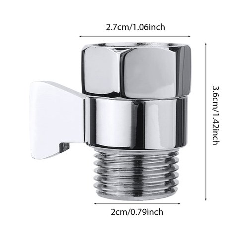 Shower Shut Off Valve Shower Head Flow Restrictor Shower Flow Control Valve Brass Shut Off Valve for Handheld Shower, Chrome