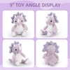 VANLINNY NEW Cute Purple Dinosaur Stuffed Animals for Girls, Easter Stuffed Animal for Toddlers, Cuddly Dinosaur Plush Toy for Kids, Huggable Triceratops for Baby, Birthday Xmas Gifts for Ages 2 to 8