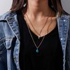 TseanYi Boho Teardrop Turquoise Neckalce Layered Turquoise Pendant Neckalce Gold Bar Pendant Necklace Vintage Layering Turquoise Water drop Necklace Jewelry for Women