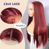 Mayouda 13x4 HD Red Lace Frontal Wig for Black Women Long Straight Lace Wigs With Baby Hairline Synthetic Pre Plucked Wigs Brazilian Virgin Hair Burgundy Lace Front Wigs (30Inch, Burgundy)