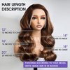 Lemoda Full 13x6 Highlight Body Wave Lace Frontal Human Hair Wigs 250% Density Medium-length Ombre P4/27 Piano Color Bob Wigs 12A HD Transparent Lace Wig For Women Pre Plucked Natural Hairline 14Inch