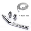 3 Head Shower Enema Flusher Attachment with 59" Shower Hose for Portable Bathroom Kit Flush Enema Toilet Bent Zinc Alloy Washing and Cleaning Tool with 2 Shower Heads