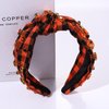 Halloween Headband for Women Black Orange Plaid Rhinestone Crystal Knotted Headband Jeweled Wide Knot Headband Headpiece Halloween Holiday Costume Accessories Gifts (black orange plaid hairband)
