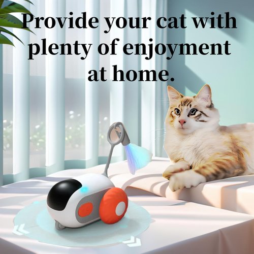 Turbo Tail 2.0 Cat Toy with 2-Speed Adjustment, Remote Control Mouse Cat Toy, USB Rechargeable Feature, Remote Control Cat Toy with Feathers, Interactive Cat Toys for Indoor Cats (Blue)