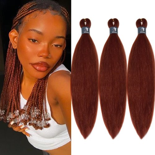 UPruyo Kids 350 Ginger Braiding Hair Pre Stretched 18 inch Short Braiding Hair Extensions for Box Braids Synthetic Micro Knotless Braiding Hair 3 Pack