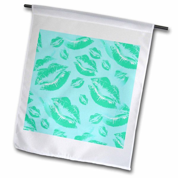 3dRose Two Kisses Collided Lip Affectionate Aqua Colored Lips Pattern - Flags (fl_357228_2)