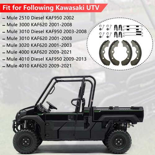 Front Brake Shoes Springs Pins Left&Right for Kawasaki Mule 3000 3010 3020 4000 4010 KAF620 KAF950 Diesel 2001-2021