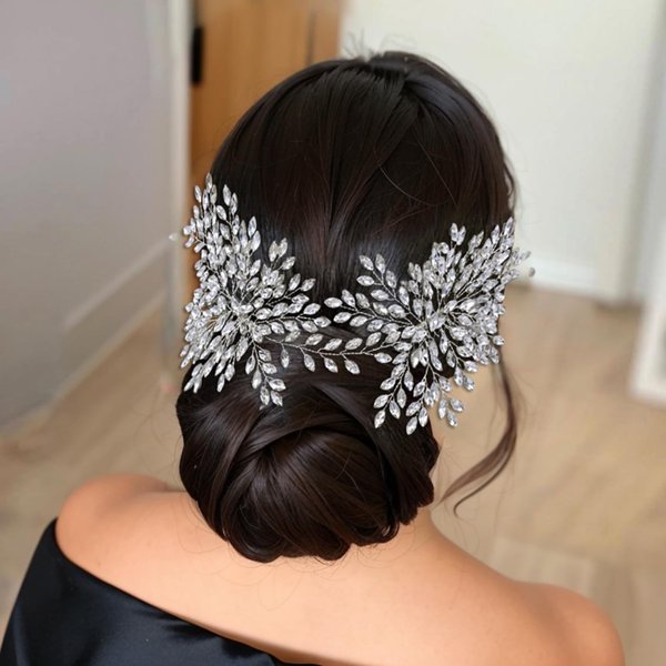 LOVFOIVER Bridal Wedding Hair Comb Wedding Hair Accessories for Bride Rhinestone Headband Crystal Wedding Headpiece for Women and Girl (silver)
