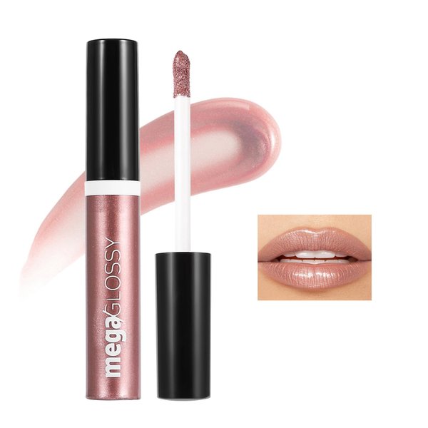 Easilydays Nude Pink Ultra High Shine Gloss, Mega Glossy Long-Lasting Tinted Lipgloss Lip Oil Moisturizing Non-Sticky Lipstick Lip Balm High Shine & Vegan Plumping Lip Gloss for Women Girls, 04