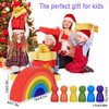 DHinkyoung 12 Pcs Wooden Rainbow Stacking Toys, Toddler Montessori Arch Bridge Stacker Game, Building Blocks Puzzle Stackers for Kids Baby Toddlers 1 2 3 4 5 Years Old
