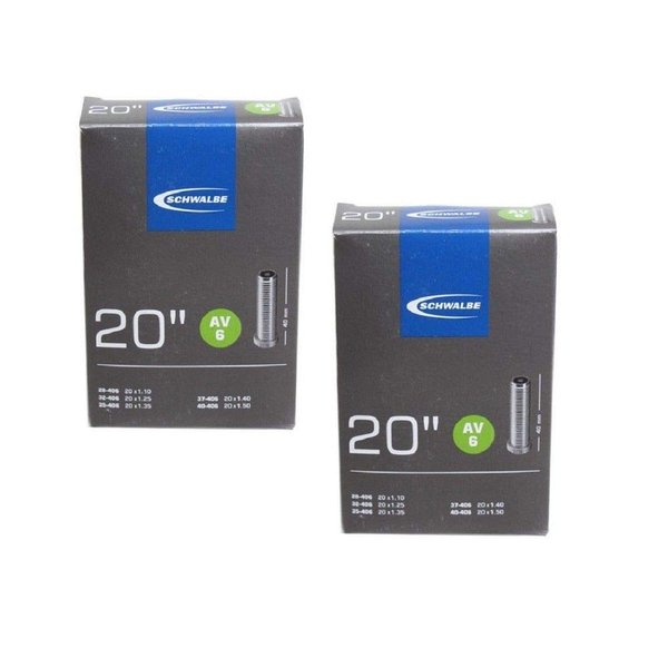 Schwalbe AV6 BMX Inner Tubes - 20 x 1.10-1.50, Schrader 40mm Valve (2 Pack) Schwalbe AV6 BMX Inner Tubes - 20 x 1.10-1.50, Schrader 40mm Valve (2 Pack)