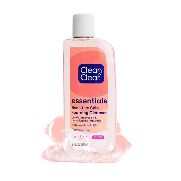 Clean & Clear ESSENTIALS Foaming Facial Cleanser, 8 Ounce (Pack of 2)