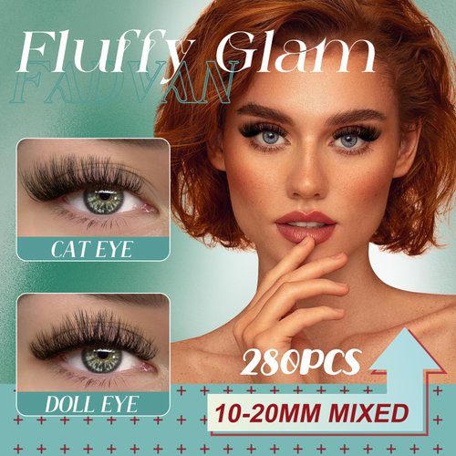 FADVAN Thick Lash Clusters 60D+80D 3D Fluffy Eyelash Clusters 280pcs Reusable Cluster Eyelash Extensions C Curl Long Individual Lashes Mixed 10-20mm to Use at Home (60+80D-C-10-20mm)