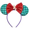 Opzzqz Mouse Ear Headbands for Women Giltter Bow Headband for Girls and Adult Birthday Party Decorations for Halloween Christmas (Mermaid01A)
