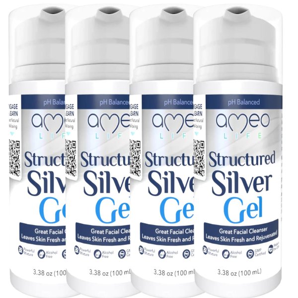 Extra Strength Colloidal Silver Gel - Finest Silver, 35 ppm pH Balanced Gel to Support Skin and Promote Relief from Minor Cuts, Scrapes, Wounds and Burns (100 ml) - Pack of 4