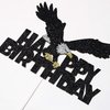 Artczlay Bald Eagle Happy Birthday Cake Topper Black Glitter Cake Topper Bald Eagle Themed Party Cake Decoration