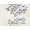 Tara Girls Self Hinge Plastic Bow Hair Barrettes 20 Pieces Selection (Clear White)