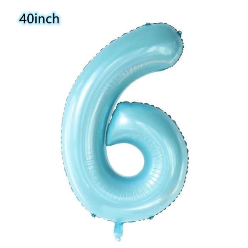 40inch Light Blue Butterfly Number 6 balloons, Giant Big Foil Mylar Helium Numbers Balloons 6, Butterfly Themed Birthday Party Supplies, 6th Birthday Party Decorations (6)