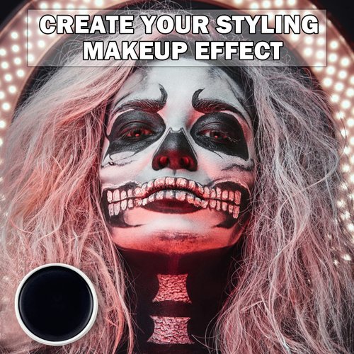 CAHIUYOA Black Face Body Paint Makeup,Professional Halloween Stage Cosplay Clown Sfx Makeup,Special Effects Makeup Body Paints for Adults And Kids